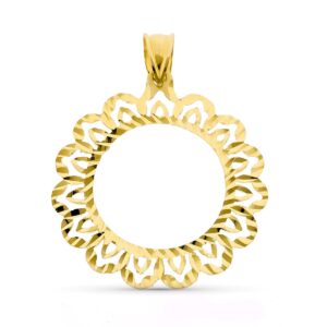 18K CERCO DE MONEDA 18 MM TALLADO