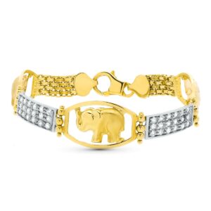 18K PULSERA ORO TRICOLOR ELEFANTES 19 CM
