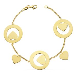 18K PULSERA ROLO CORAZONES 19CM 8.95 GR