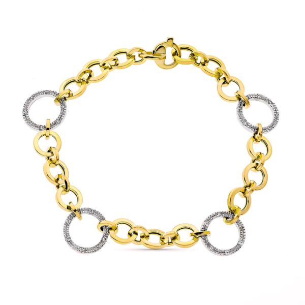 18K PULSERA ORO BICOLOR ANCHO 12 MM LARGO 19 CM
