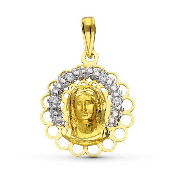 18K MEDALLA ORO BICOLOR VIRGEN NIÑA 19X17 MM