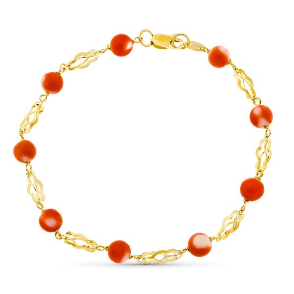 18K PULSERA ORO AMARILLO JAULA CORAL FINO JAPONES 5.5 MM 19 CM