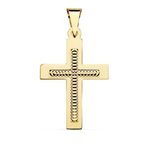 18K CRUZ TALLADA 34X22 MM