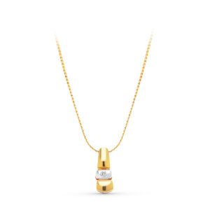 18K COLGANTE ORO AMARILLO BRILLANTE 16 X 6 MM. 0.05 KTES. CADENA 42