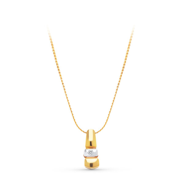 18K COLGANTE ORO AMARILLO BRILLANTE 16 X 6 MM. 0.05 KTES. CADENA 42