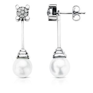 18K PENDIENTES ORO BLANCO AUSTRALIANA 0.25 QTS. 30X9 MM