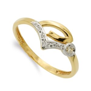 18K SORTIJA ORO BICOLOR CON CIRCONITAS 8 MM CUERPO 2 MM