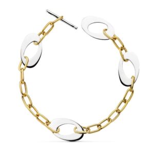 18K PULSERA BICOLOR MOTIVOS 24CM 12.50 GR