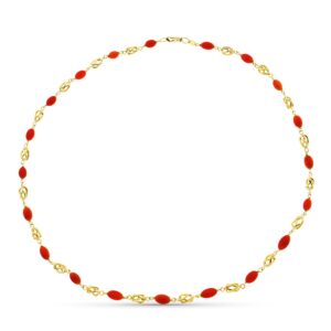 18K COLLAR ORO AMARILLO JAULA CORAL FINO CERDEÑA 8X5 MM 50 CM