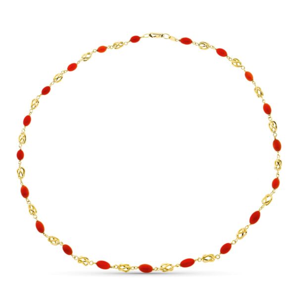 18K COLLAR ORO AMARILLO JAULA CORAL FINO CERDEÑA 8X5 MM 45 CM