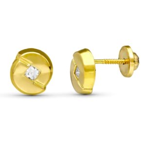 18K PENDIENTES ORO AMARILLO CIRCONITAS 7X6 MM
