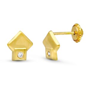 18K PENDIENTES ORO AMARILLO ROMBOS 7X7 MM