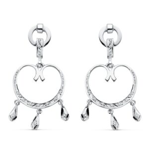 18K PENDIENTES ORO BLANCO CIRCONITAS 42X20 MM