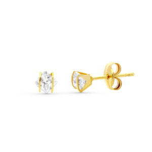 18K PENDIENTES ORO AMARILLO CIRCONITAS CARRIL. 3X3 MM