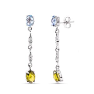 18K PENDIENTES ORO BLANCO PIEDRAS AGUAMARINA Y TOPACIO AMBAR