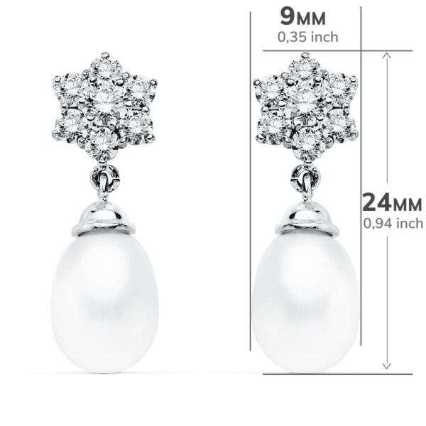 18K PENDIENTES PERLA ORO BLANCO 24X9 MM - Imagen 2