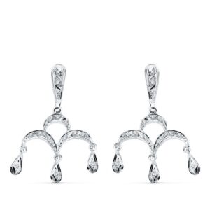 18K PENDIENTES ORO BLANCO CIRCONITAS 33X21 MM
