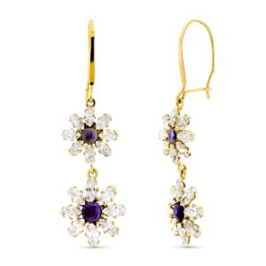 18K PENDIENTES ORO AMARILLO LARGOS FLORES