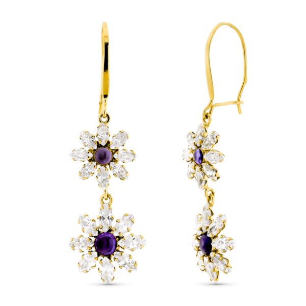 18K PENDIENTES ORO AMARILLO LARGOS FLORES
