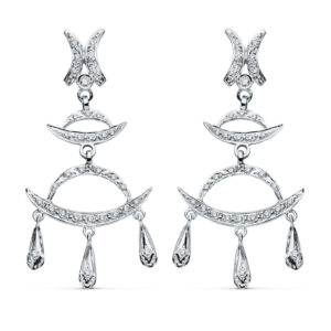 18K PENDIENTES ORO BLANCO CIRCONITAS 48X23 MM