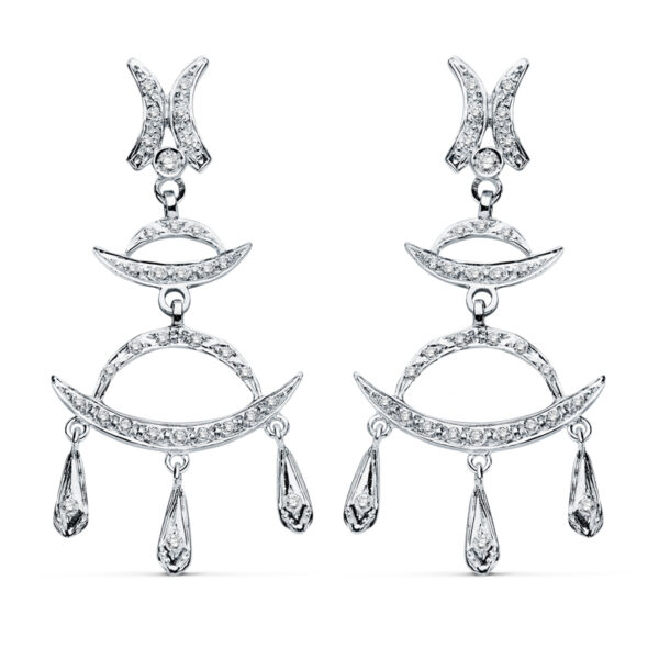 18K PENDIENTES ORO BLANCO CIRCONITAS 48X23 MM