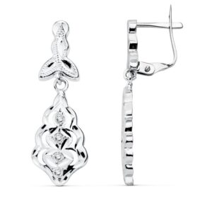 18K PENDIENTES CUBANAS ORO BLANCO 27X9 MM