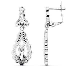 18K PENDIENTES CUBANAS ORO BLANCO 30X10 MM