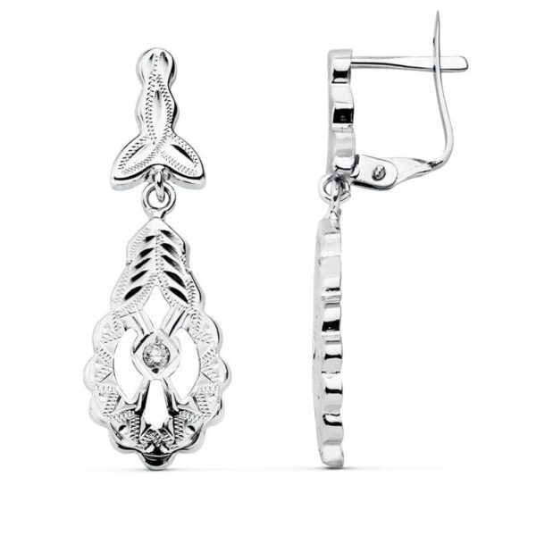 18K PENDIENTES CUBANAS ORO BLANCO 30X10 MM