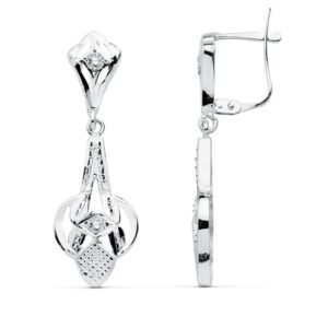 18K PENDIENTES CUBANAS ORO BLANCO 32X10 MM
