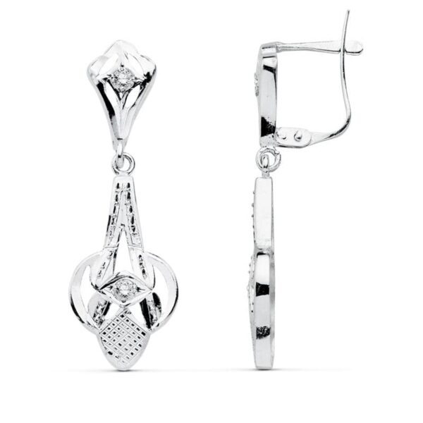 18K PENDIENTES CUBANAS ORO BLANCO 32X10 MM