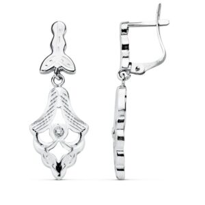 18K PENDIENTES CUBANAS ORO BLANCO 30X10 MM