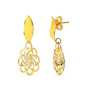 18K PENDIENTES ORO AMARILLO FLOR OVAL