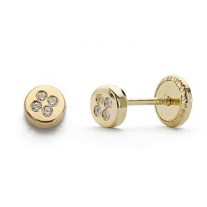 18K PENDIENTES ORO AMARILLO CIRCONITAS 4 MM