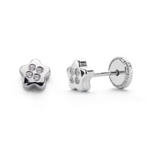 18K PENDIENTES ORO BLANCO ESTRELLA CIRCONITAS 5X5 MM