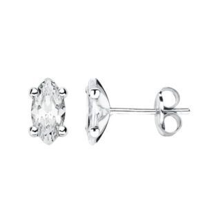 9K PENDIENTES ORO BLANCO PIEDRA GARRAS