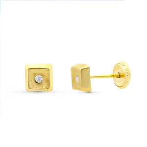 18K PENDIENTES ORO AMARILLO CUADRADOS. 5 X 5 MM.