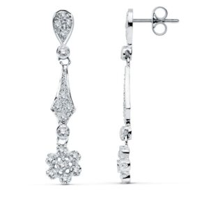 18K PENDIENTES ORO BLANCO CIRCONITAS 37X7 MM