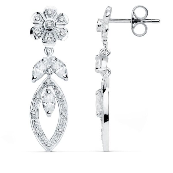 18K PENDIENTES ORO BLANCO CIRCONITAS 30X8 MM