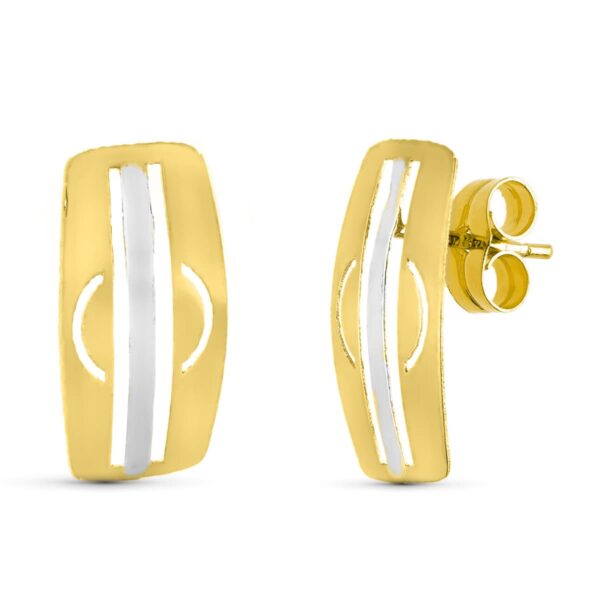 18K PENDIENTES ORO BICOLOR PRESION
