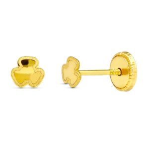 18K PENDIENTES ORO AMARILLO TREBOL. 3.5 MM