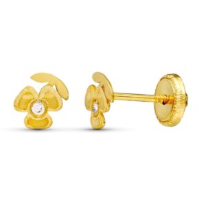 18K PENDIENTES ORO AMARILLO TREBOL LASER. 5X4 MM