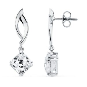18K PENDIENTES ORO BLANCO CIRCONITAS 31X11 MM