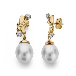 18K PENDIENTES PERLA ORO AMARILLO 22X7 MM