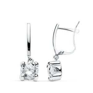 18K PENDIENTES ORO BLANCO CIRCONITAS 20X6 MM