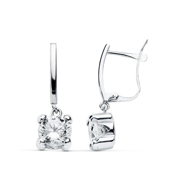 18K PENDIENTES ORO BLANCO CIRCONITAS 20X6 MM