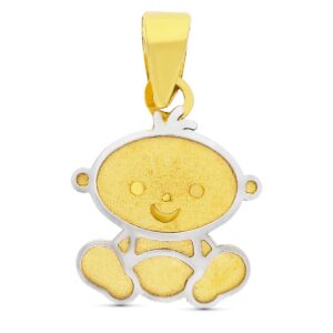 18K COLGANTE ORO BICOLORVNIÑO LASER. 11X9 MM