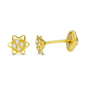 18K PENDIENTES ORO AMARILLO ESTRELLA CIRCONITAS 5 MM
