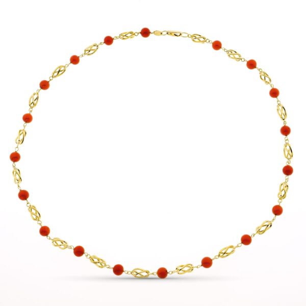 18K COLLAR ORO AMARILLO JAULA CORAL FINO CERDEÑA 6 MM 50 CM