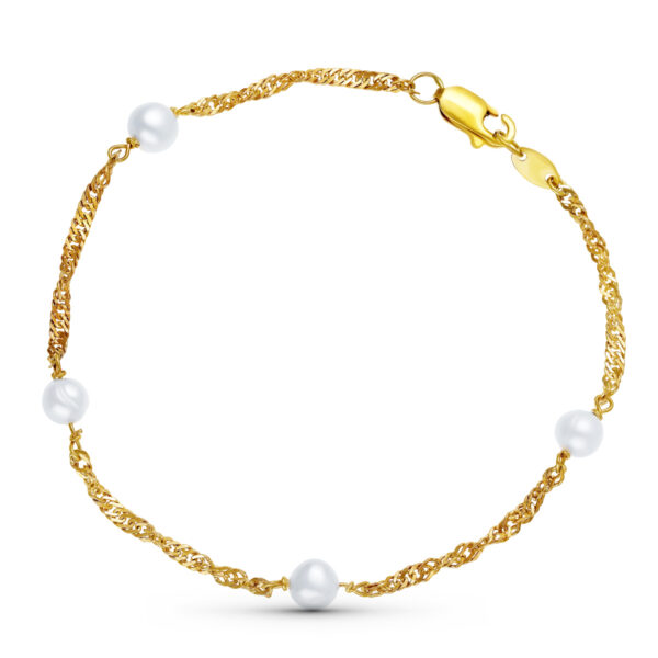 18K PULSERA ORO AMARILLO PERLA 5 MM SINGAPUR 19 CM