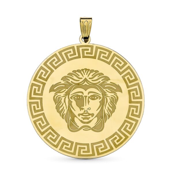 18K COLGANTE MEDUSA ORO AMARILLO  GRECA 32X30 MM